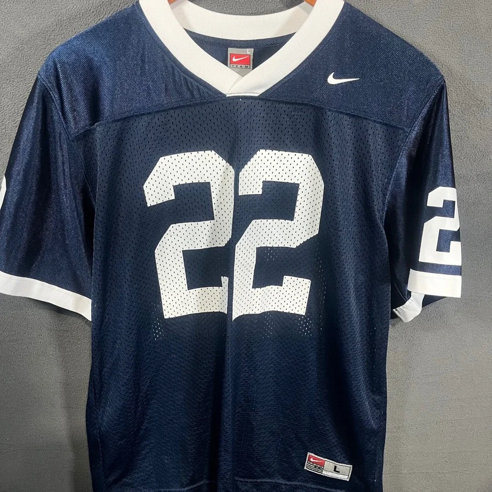 Nike Penn State Kids Navy Mesh Football Jersey #22 Size Large VTG Y2K
